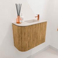 Toiletmeubel Mondiaz Joya Dlux | 51.6 cm | Meubelkleur Oak | Faye wastafel Meli Wasbak Rechts | 1 kraangat