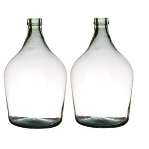 2x stuks transparante luxe stijlvolle flessen vaas/vazen van glas 39 x 25 cm