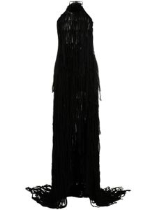 Blumarine robe sans manches frangée à coupe longue - Noir