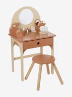 Kaptafel + krukje met accessoires in FSC®-hout karamel