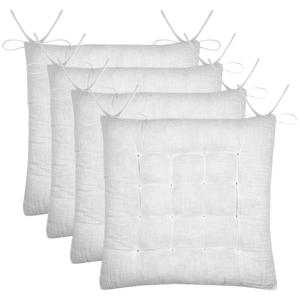 Stof Textile stoelkussen Coline - 4x - wit - 38 x 38 x 4 cm - touwtjes sluiting
