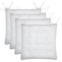 Stof Textile stoelkussen Coline - 4x - wit - 38 x 38 x 4 cm - touwtjes sluiting Stof Textile stoelkussen Coline - 4x - wit - 38 x 38 x 4 cm - touwtjes sluiting
