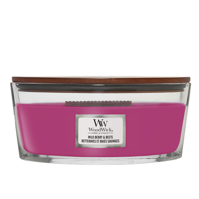 WoodWick Geurkaars Ellipse Wild Berry & Beets - 9 cm / 19 cm - Geurkaars in Glas - Houten Lont