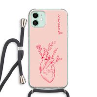 Blooming Heart: iPhone 11 Transparant Hoesje met koord
