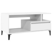 The Living Store Salontafel - Wit - 90 x 49 x 45 cm - Duurzaam hout - metaal