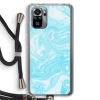 Waterverf blauw: Xiaomi Redmi Note 10S Transparant Hoesje met koord