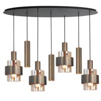 Highlight 7-lichts hanglampMarrone zwart met koper brons ovaal - H5686.01