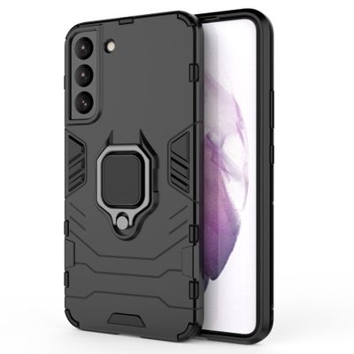 Lunso - Armor backcover hoes met ringhouder - Samsung Galaxy S22 Plus - Zwart