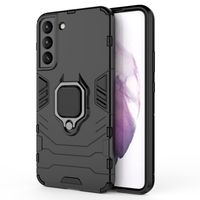 Lunso - Armor backcover hoes met ringhouder - Samsung Galaxy S22 Plus - Zwart