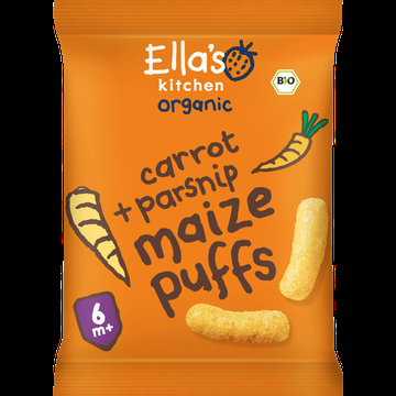 Ella&apos;s Kitchen Maize puffs wortel + pastinaak 6+ biologisch 20 g bij Jumbo