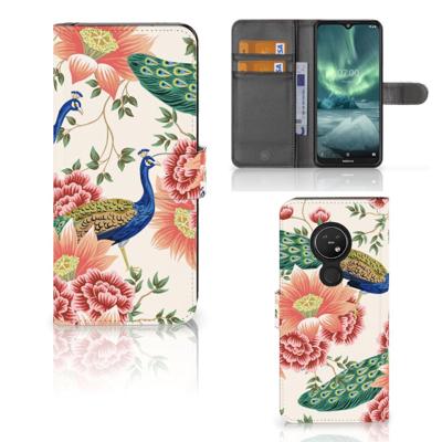 Telefoonhoesje | Met pasjeshouder | voor Nokia 7.2 | Nokia 6.2 Pink Peacock