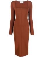 Victoria Beckham robe ajustée à encolure carrée - Marron