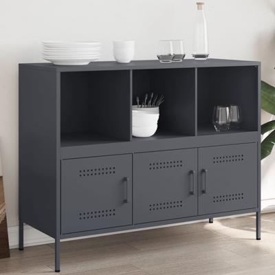 Dressoir 100,5x39x79 cm staal antracietkleurig