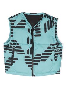 Emporio Armani Kids gilet réversible à logo imprimé - Bleu