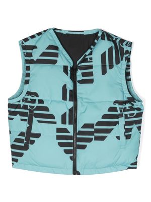 Emporio Armani Kids gilet réversible à logo imprimé - Bleu