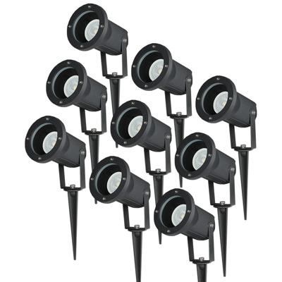 Set van 9 LED prikspots - Dimbaar - Kantelbaar - 6000K daglicht wit - 5 Watt 400 lumen - IP65 - Waterdicht - Zwart - Tuinspot - tuinverlichting - padverlichting