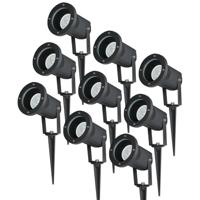 Set van 9 LED prikspots - Dimbaar - Kantelbaar - 6000K daglicht wit - 5 Watt 400 lumen - IP65 - Waterdicht - Zwart - Tuinspot - tuinverlichting - padverlichting