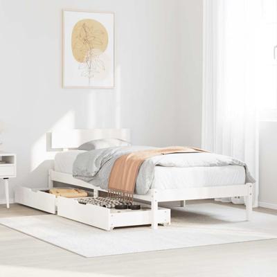 Bedframe zonder matras massief grenenhout wit 140x200 cm