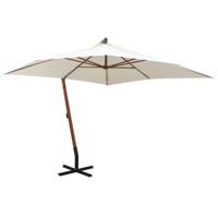 Zweefparasol met houten paal 300x300 cm wit - thumbnail