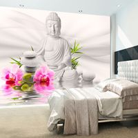 Zelfklevend fotobehang - Boeddha en orchideeën, 8 maten, premium print - thumbnail