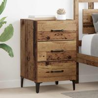 Nachtkastje met lade Oud hout 40 x 40 x 66 cm Bewerkt hout
