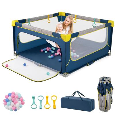 Grote Babybox Opvouwbaar Peuterveiligheidshek met Ritssluiting 50 Zeeballen en 4 Hijsringen Binnen- en Buitenactiviteitencentrum
