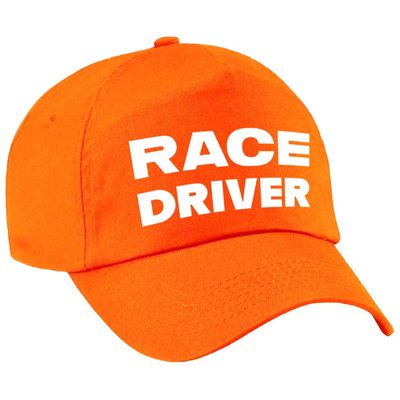 Race driver / auto coureur verkleed pet oranje voor kinderen