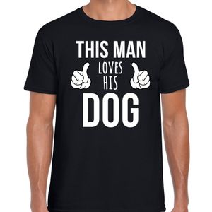 This man loves his dog / Deze man houdt van zijn hond - honden t-shirt zwart voor heren