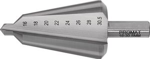 Promat Getrapte plaatboor | boorbereik 16-30,5 mm | HSS totale lengte 76 mm | snedeaantal 2 - 4000862033 4000862033