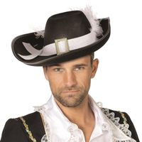 Luxe musketiers hoed zwart met wit   -