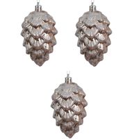 3x Kerstboomhangers bruine dennenappels 9 cm kerstversiering