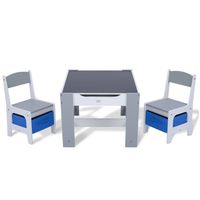 Baby Vivo kinderzitgroep Maurice, blauw, met multifunctionele tafel en 2 houten stoelen - thumbnail