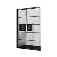 Inloopdouche Novellini Kuadra H Stripes 80x200 cm Helder Glas Mat Zwart Profiel - thumbnail