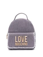 Love Moschino sac à dos en jean à bords francs - Bleu - thumbnail