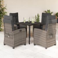 5-delige Tuinset met kussens poly rattan grijs