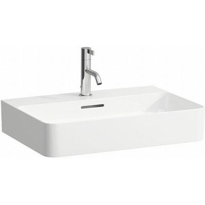 Laufen VAL wastafel 42x65x11.5cm met kraangat met overloop geslepen onderzijde SaphirKeramik wit h8162840001041