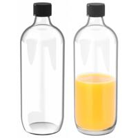 Glazen flessen met schroefdop - 2x - Transparant - 1000 ml - Weckflessen - Luchtdicht