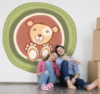 Teddybeer bruin/groen sticker