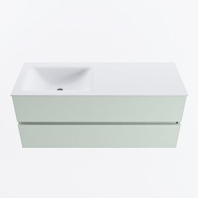 MONDIAZ VICA 120cm badmeubel onderkast Greey 2 lades. Wastafel CLOUD links zonder kraangat, kleur Talc.