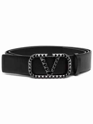 Valentino Garavani ceinture en cuir à boucle logo - Noir