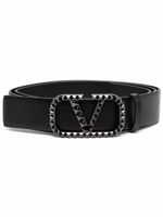 Valentino Garavani ceinture en cuir à boucle logo - Noir Valentino Garavani ceinture en cuir à boucle logo - Noir