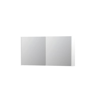 INK SPK1 Spiegelkast - 120x14x60cm - 2 deuren - dubbelzijdige Spiegel - schakelaar en stopcontact - MDF lak wit mat 1110701