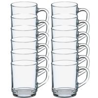 Duralex Theeglazen Versailles - 12x stuks - glas - 260 ml - transparant - met oor