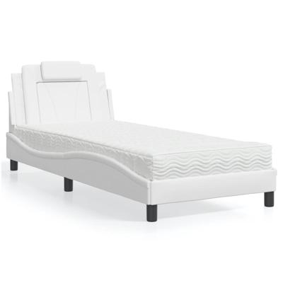 Bed met matras kunstleer wit 80x200 cm