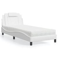 Bed met matras kunstleer wit 80x200 cm