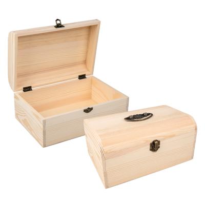 Kistje met sluiting en deksel - 2x - hout - 24 x 16 x 11 cm