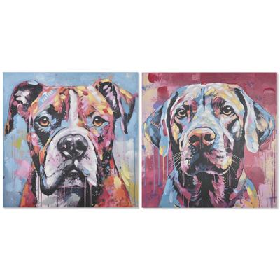 Schilderij Home ESPRIT Modern Hond 80 x 3 x 80 cm (2 Stuks)