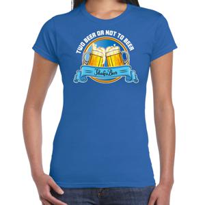 Apres ski t-shirt voor dames - two beer or not to beer - blauw - wintersport - bier