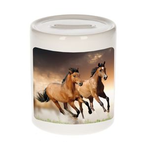 Foto bruin paard spaarpot 9 cm - Cadeau paarden liefhebber