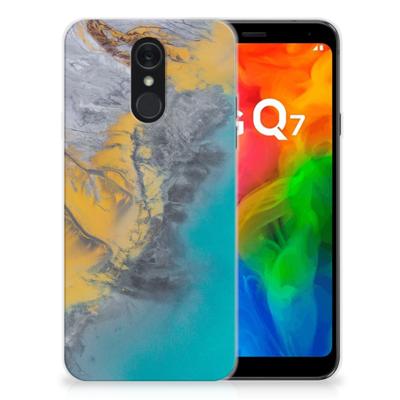 LG Q7 | TPU | Siliconen hoesje | Marble Blue Gold
